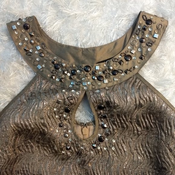 BCBGMaxAzria Y2K Metalic Hardware Embellished Dress - Picture 1 of 8